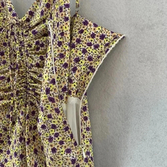 Zara Women’s Draped Satin Effect Floral Strappy Mini‎ Dress Size Medium - Picture 6 of 8